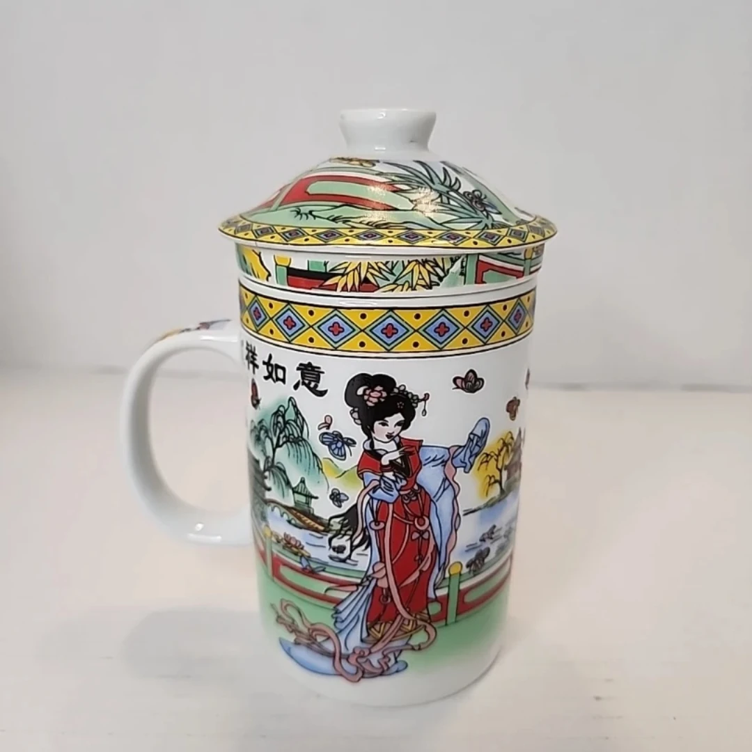 Chinese Ceramic Green Tea Diffuser 3-Piece Cup  "吉祥如意" - photo 3