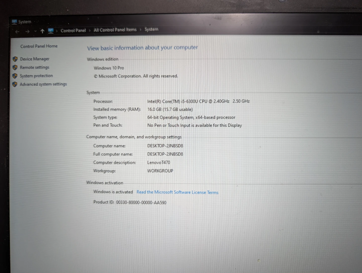 Lenovo ThinkPad T470 Laptop - Intel Core i5, 16GB RAM, 256GB SSD - photo 2