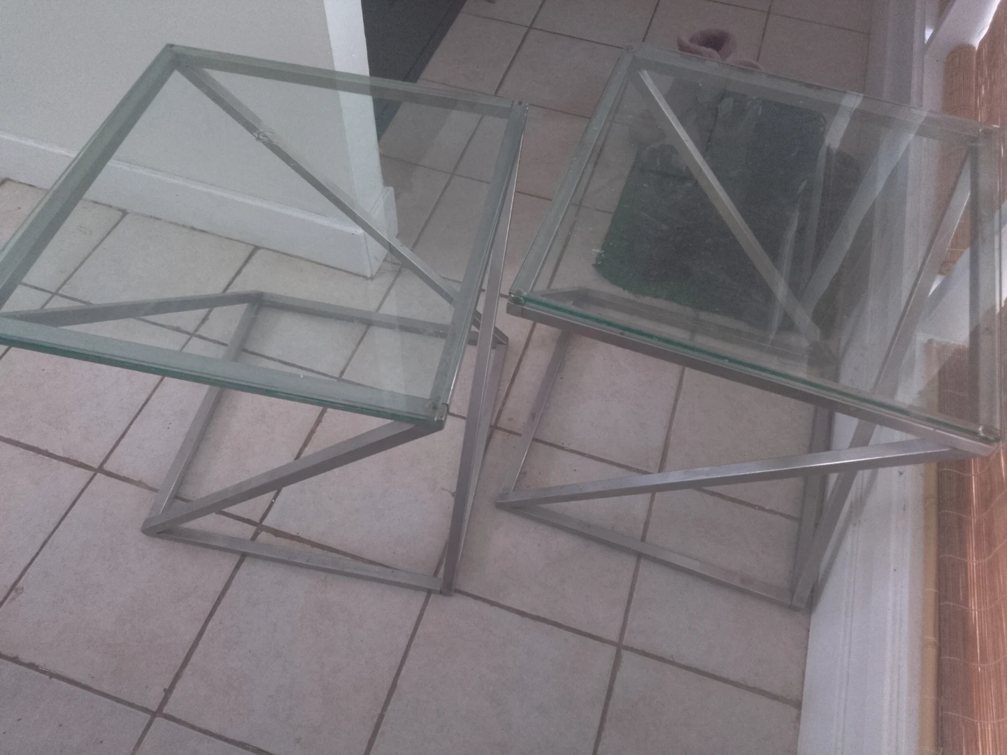 Glass and Metal Ikea Side Tables (Set of 2) - photo 3