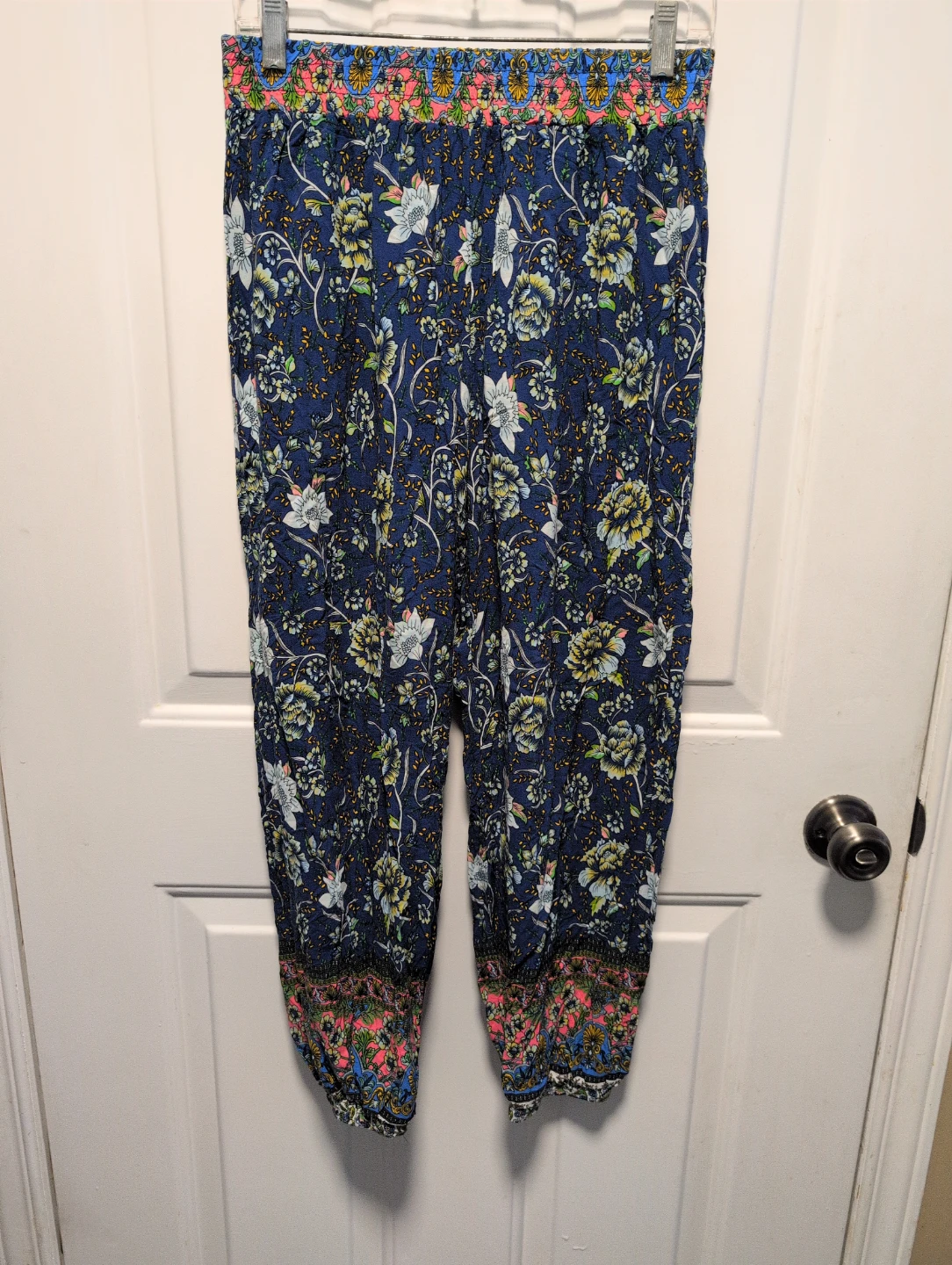 Shein Curve 0XL Blue Floral Print Pants