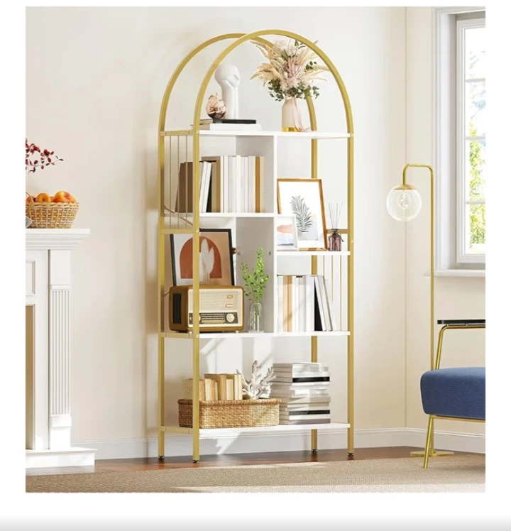 YITAHOME Gold Arched Bookshelf - 5 Tier