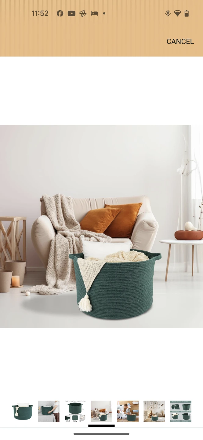 XUANGUO Large Cotton Rope Basket - 22"x14" Dark Green - photo 4