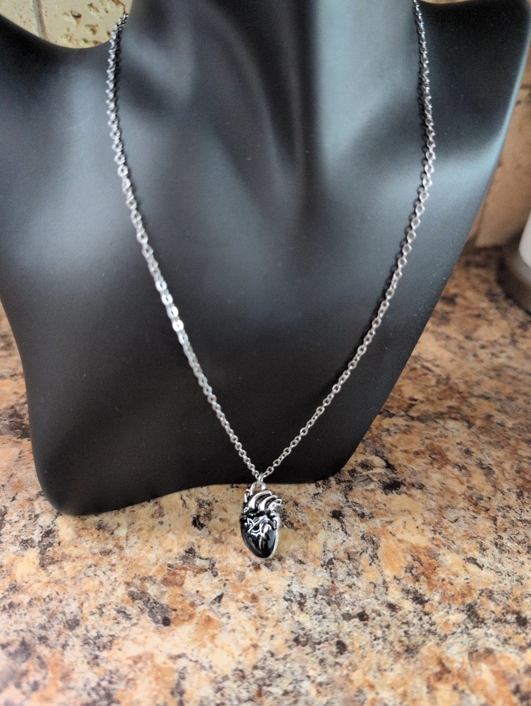 Anatomical Heart Pendant Necklace - Silver Tone - photo 3