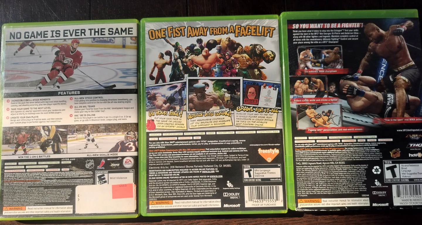 XBOX 360 NHL 08, Facebreaker, and UFC Undisputed 2009 Games 🏆 - photo 2