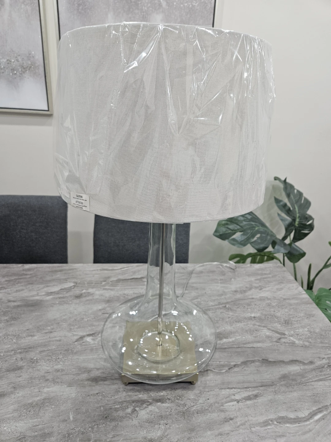 Elegant Glass Table Lamp with Brushed Nickel Accent