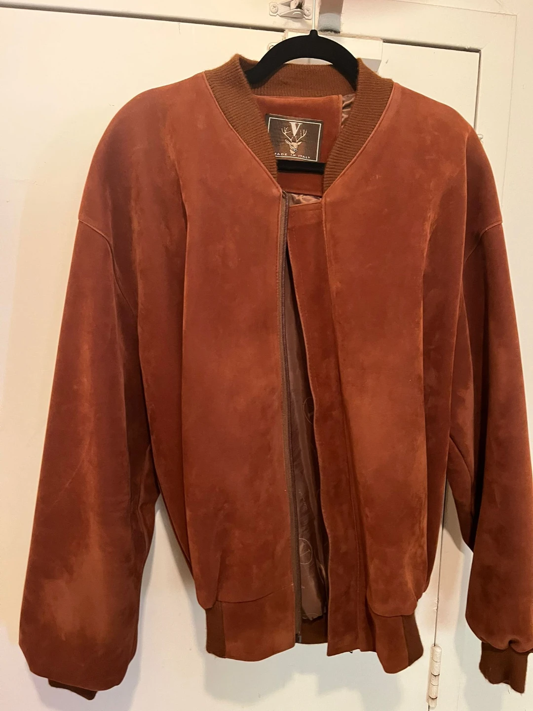 Brown Suede Bomber Jacket