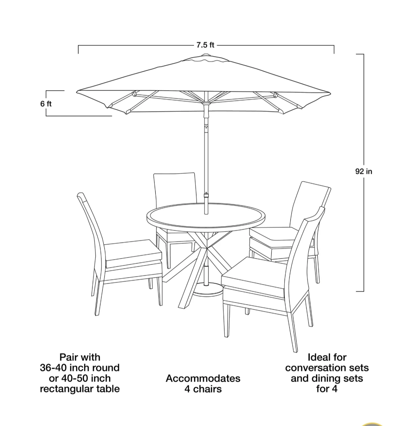 🏆 7.5' Rectangular Patio Umbrella w/ Push Button Tilt/Crank - photo 4