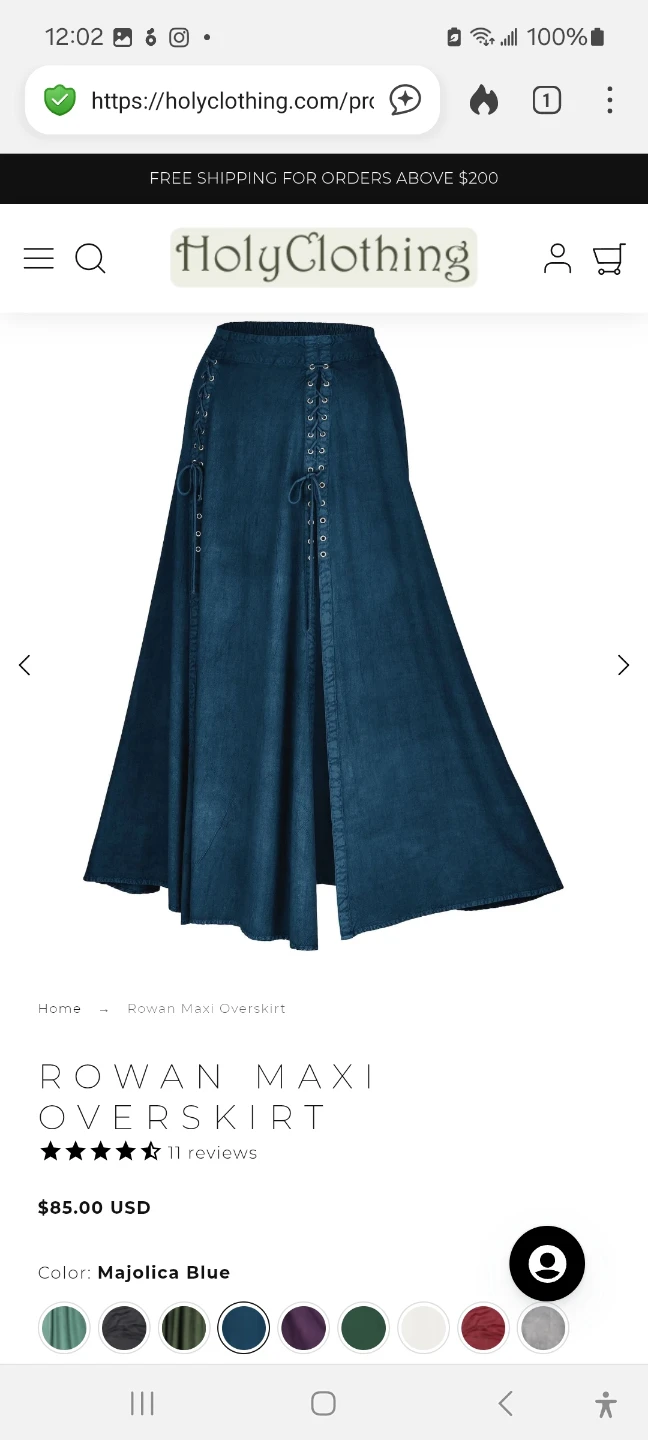 Holy Clothing Rowan Maxi Overskirt Majolica Blue L/XL