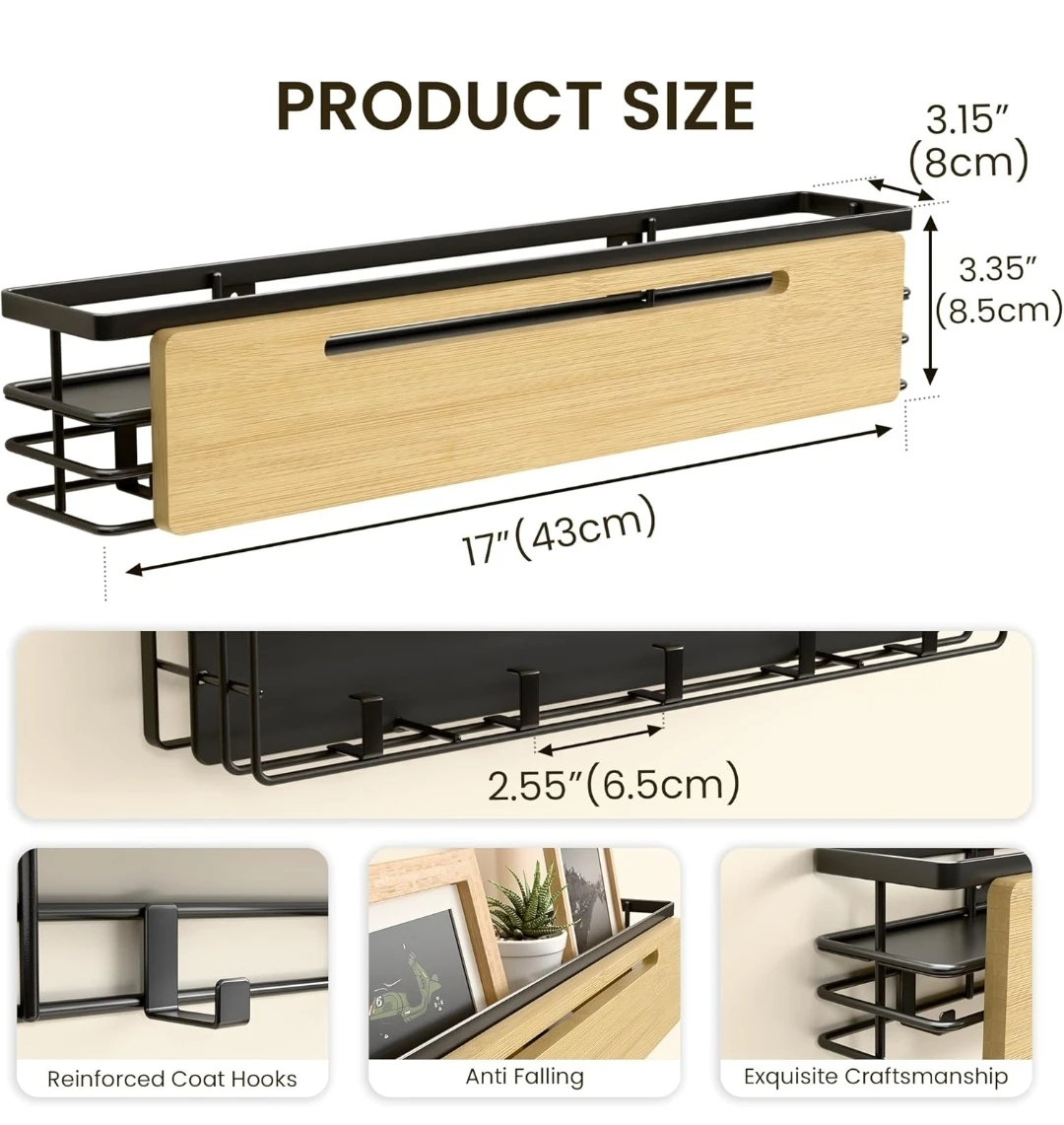 Wall Mount Coat Rack with Shelf and Hooks - photo 2
