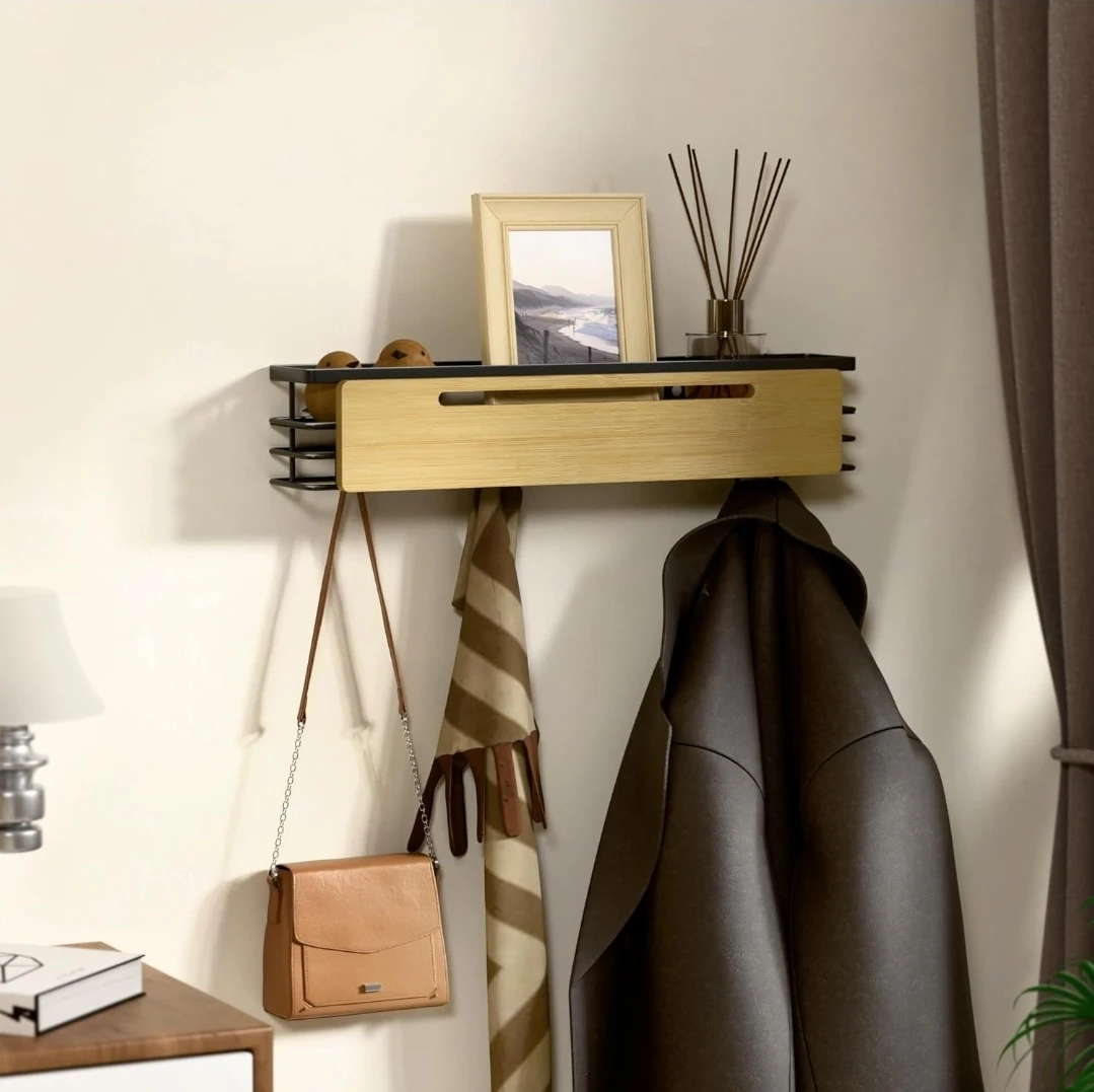 Wall Mount Coat Rack with Shelf and Hooks - photo 5