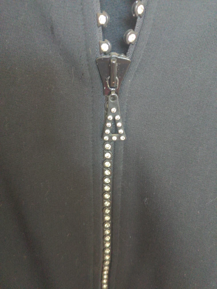 Get Lucky USA Black Rhinestone Zip-Up Jacket Size L - photo 3