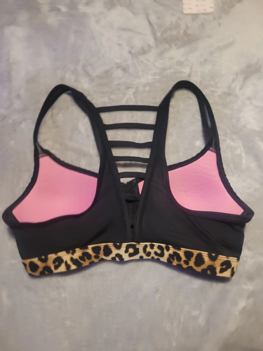 PINK Victoria's Secret Sports Bra Black White Polka dot - photo 2