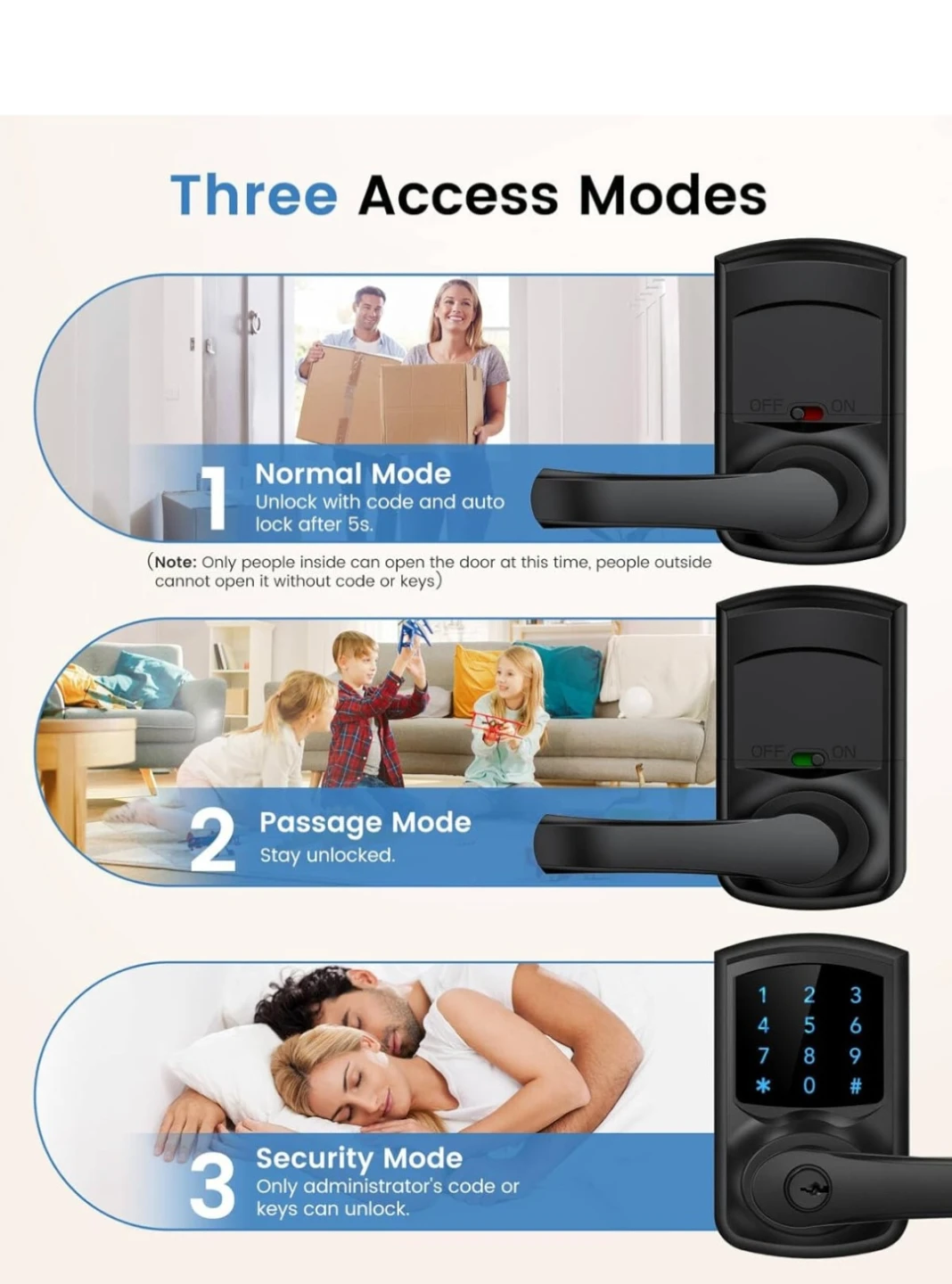 Hidalife Smart Door Lock with Keypad and Handle - photo 3