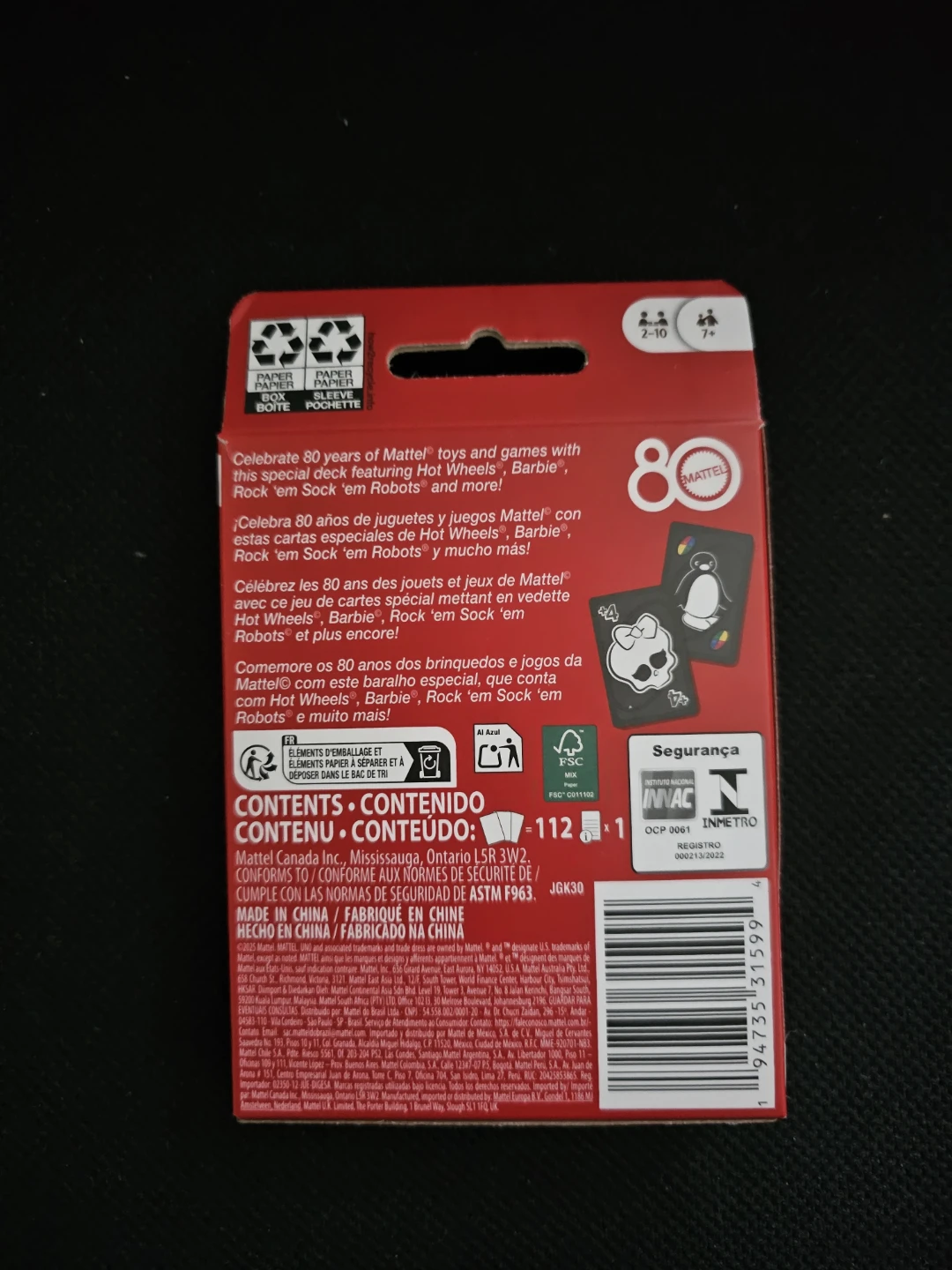 🥇UNO Card Game, Mattel 80th Anniversary 🏆 - photo 2