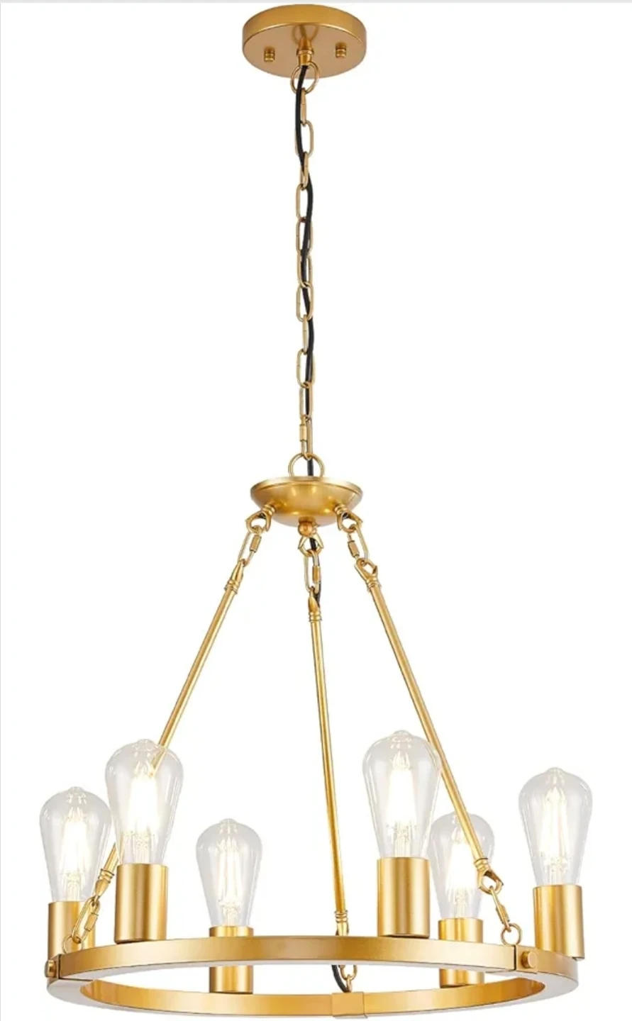 6-Light Gold Wagon Wheel Chandelier - photo 2