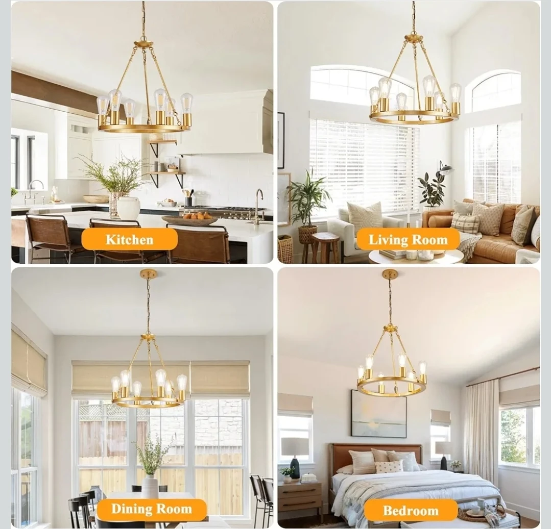 6-Light Gold Wagon Wheel Chandelier - photo 5