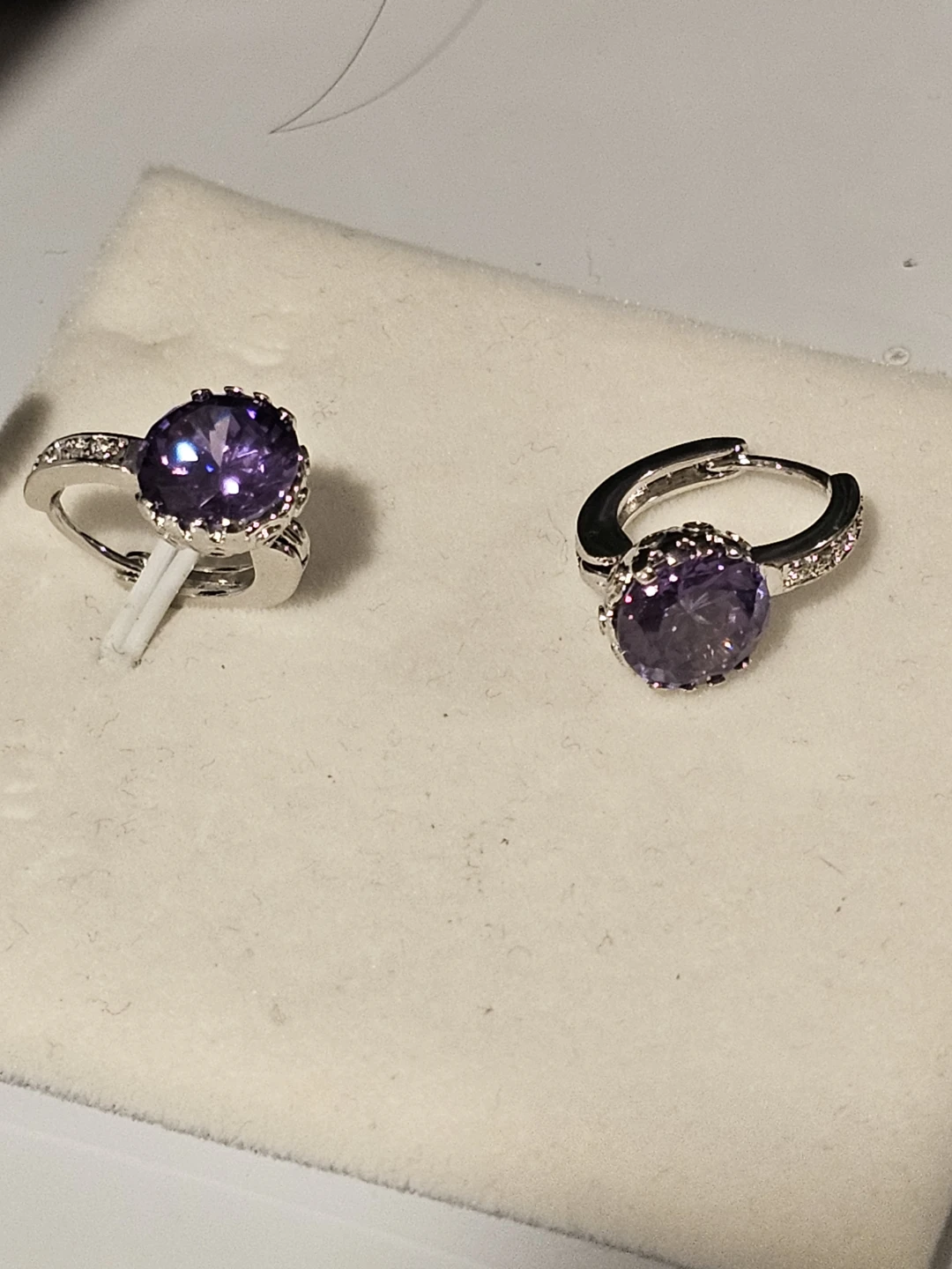 Purple CZ Hoop Earrings with CZ Accents - photo 5