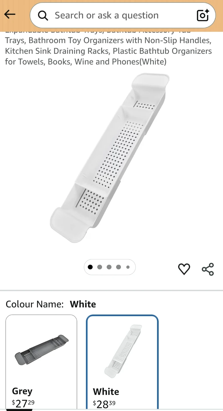 White Expandable Bathtub Tray Caddy - photo 5