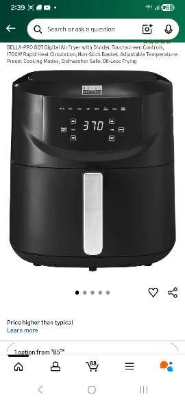 🥕  BELLA-PRO 8QT Digital Air Fryer with Divider 🥕 🥕