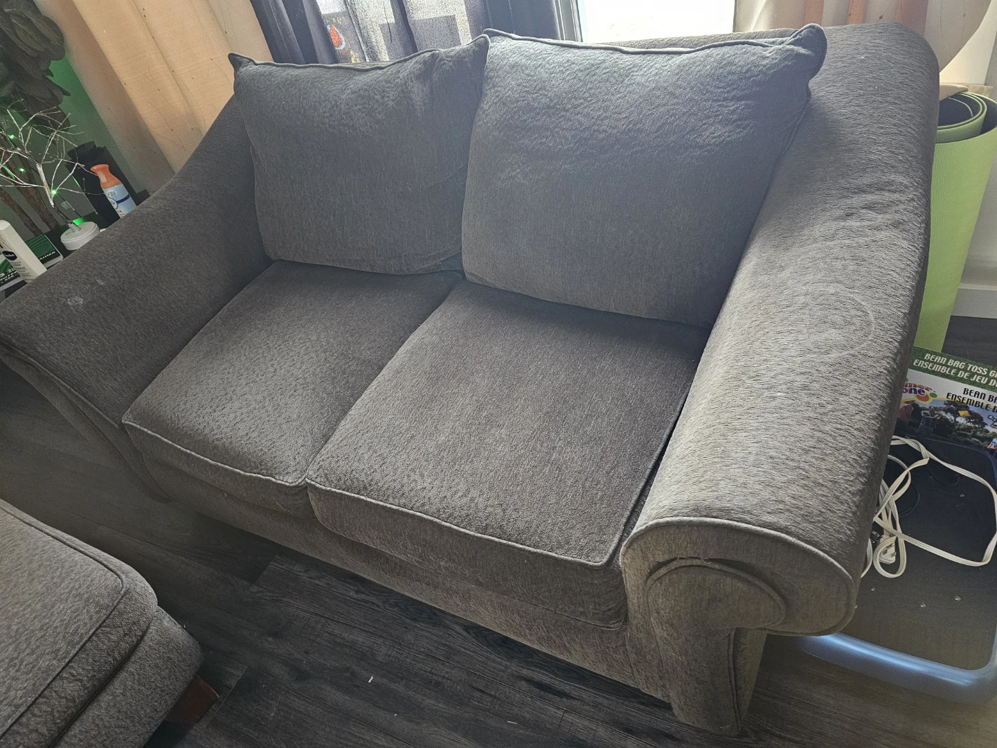 Dark Brown Fabric Sofa Set with Ottoman - photo 2
