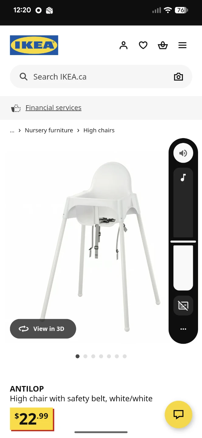 IKEA ANTILOP High Chair with Safety Belt