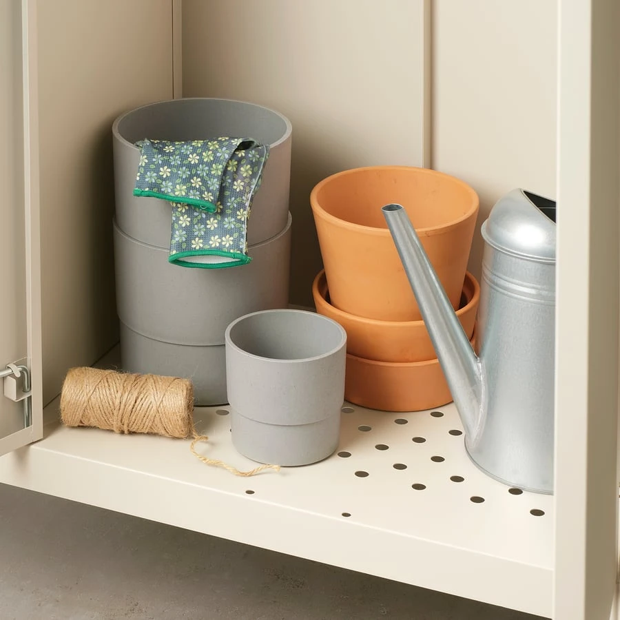 Cream coloured metal storage cabinet with double doors - photo 5