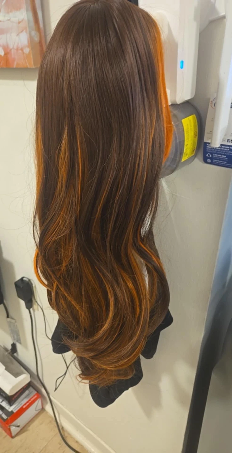Brown Wig with Orange Highlights - photo 2