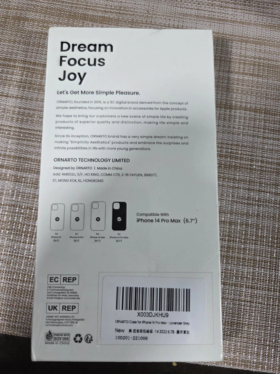ORNARTO Phone Case for iPhone 14 Pro Max 6.7" - Lavender Grey - photo 2