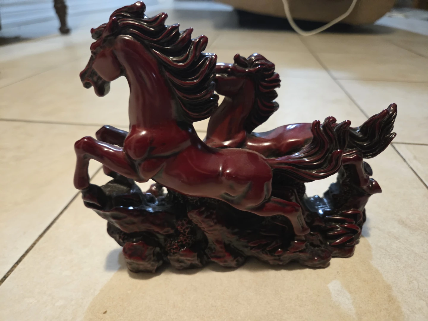 Red Stone Horse Statuette.