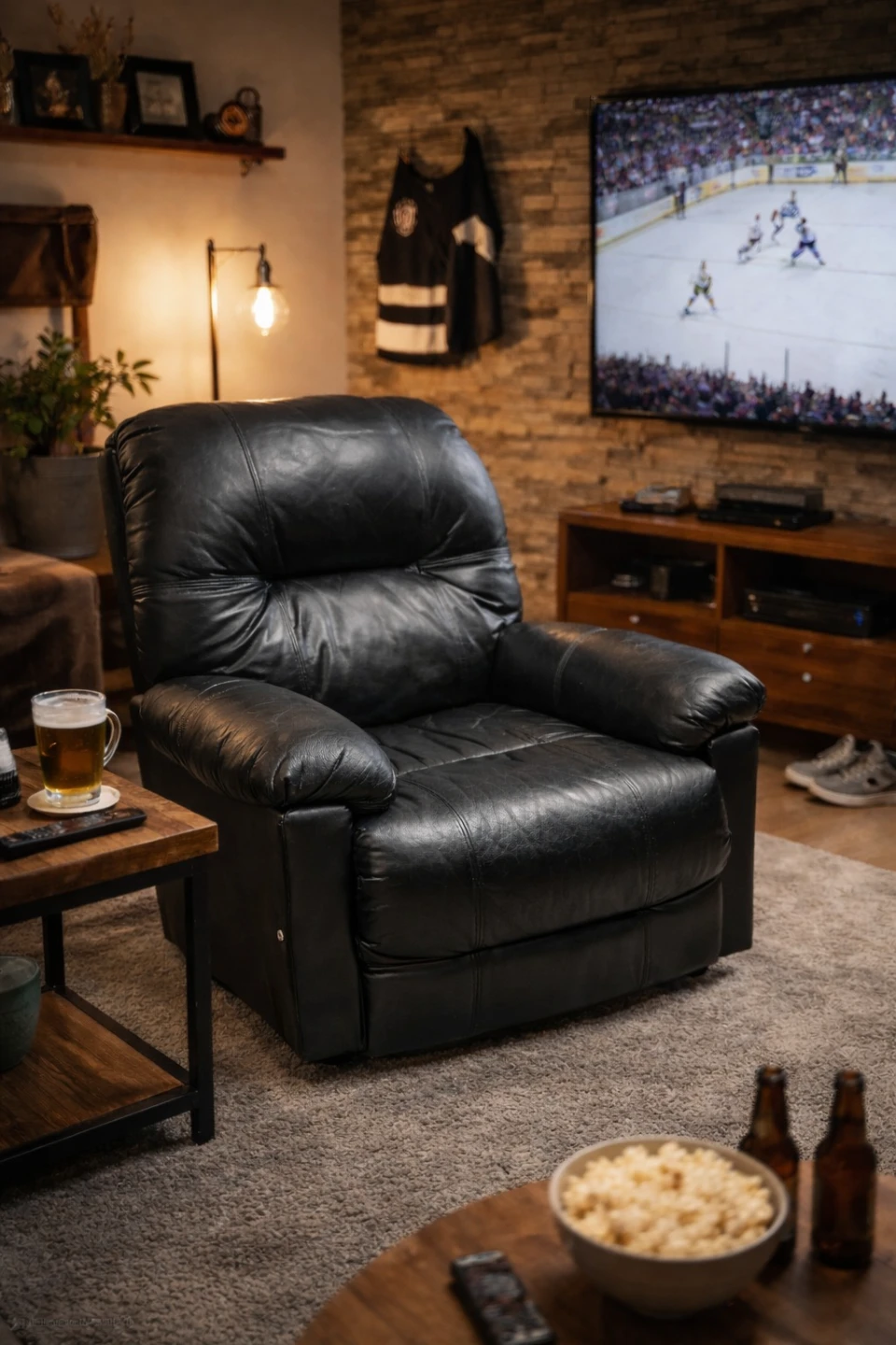 Black Leather Recliner Chair