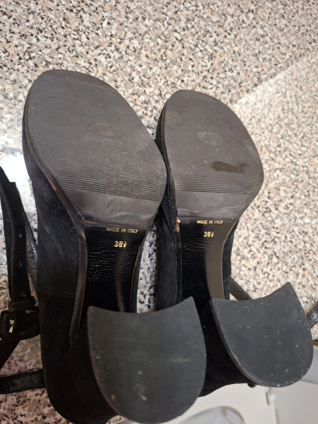 Faire Lady Black Suede Mary Jane Platform Heels Size 38.5🏆 - photo 2