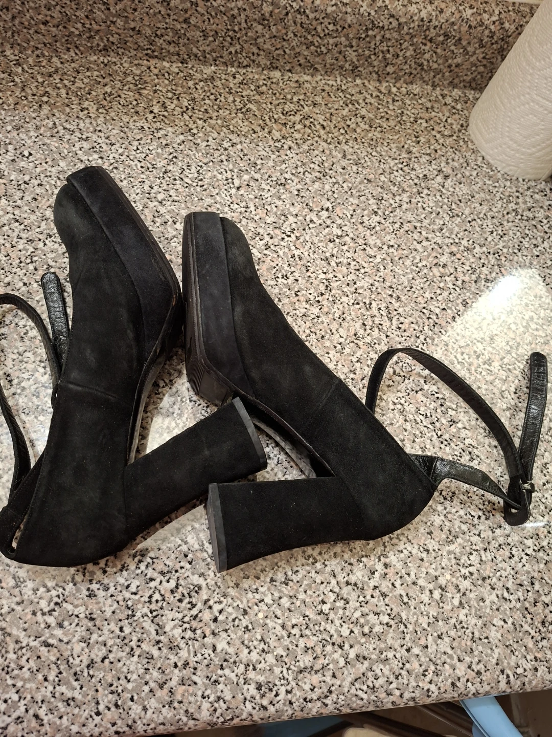 Faire Lady Black Suede Mary Jane Platform Heels Size 38.5🏆 - photo 3