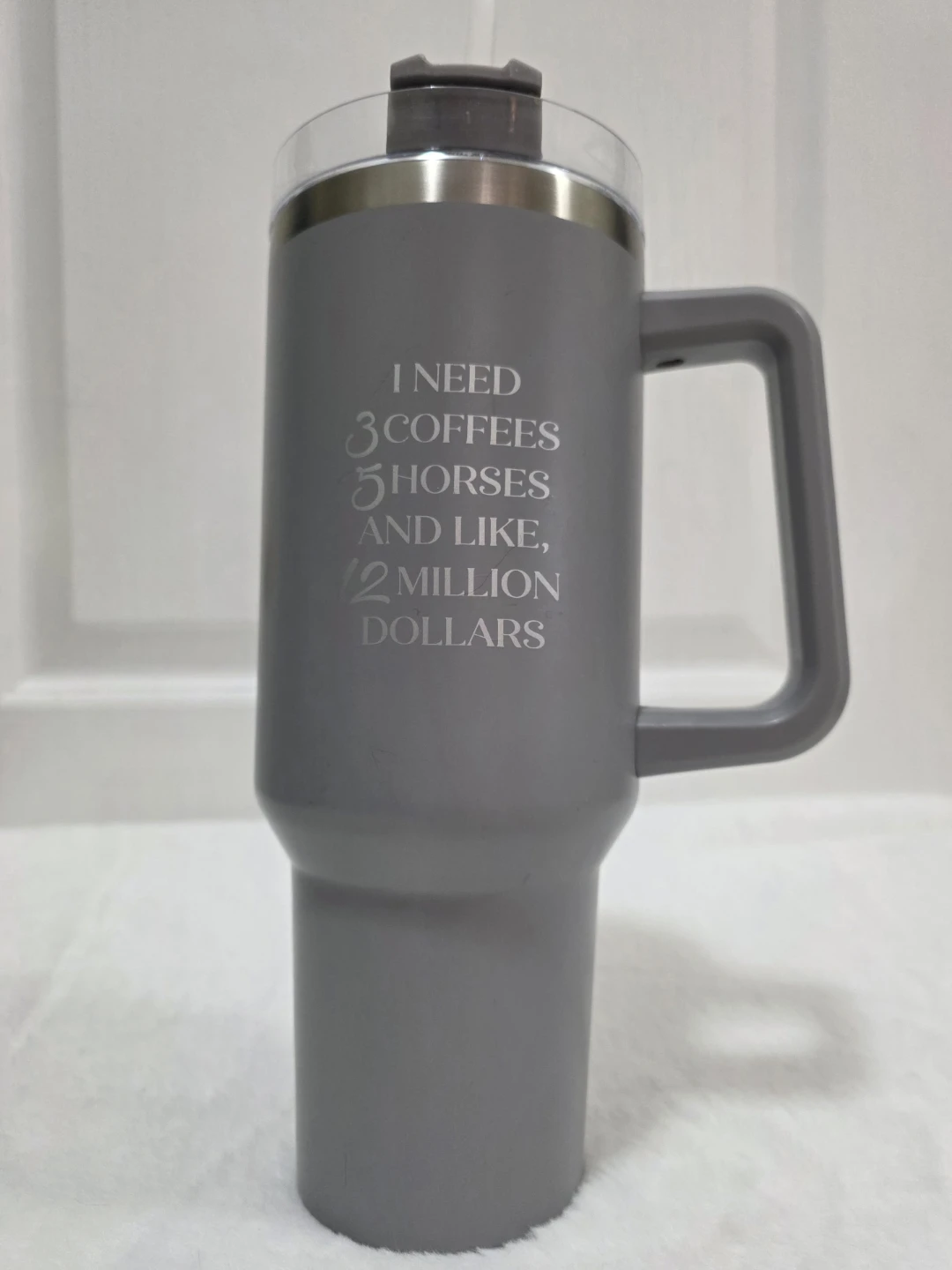 Grey Tumbler with Handle and Lid Equestrian Thermos - photo 4