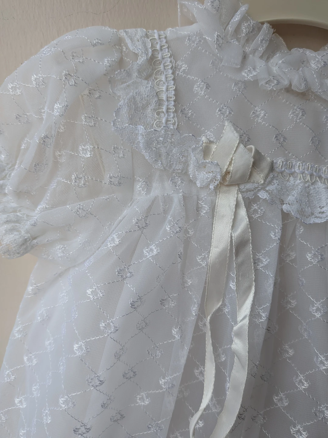 White Lace Baby Dress with slip and bloomers - photo 5