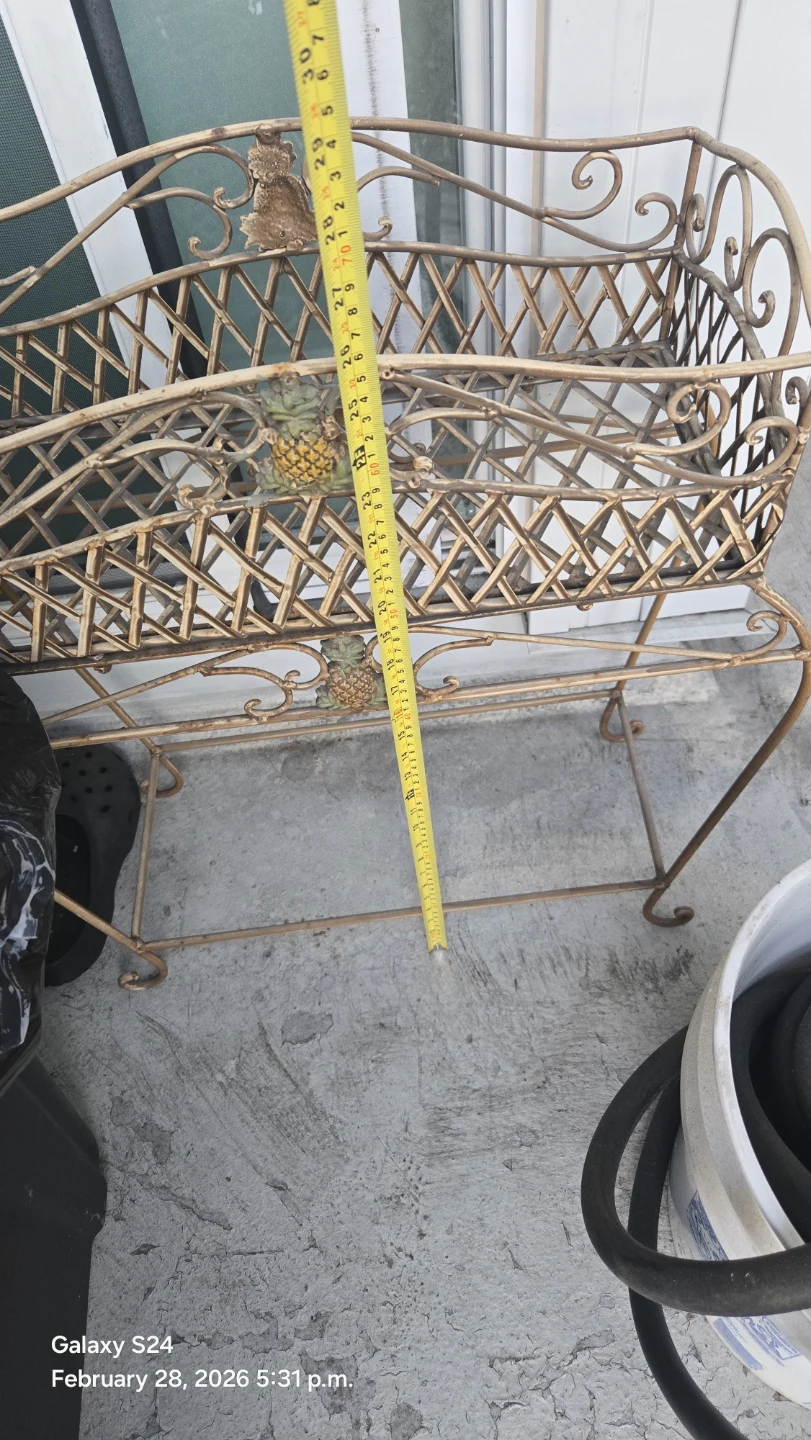 Gold Metal Plant Stand with Pineapple Decor - photo 2