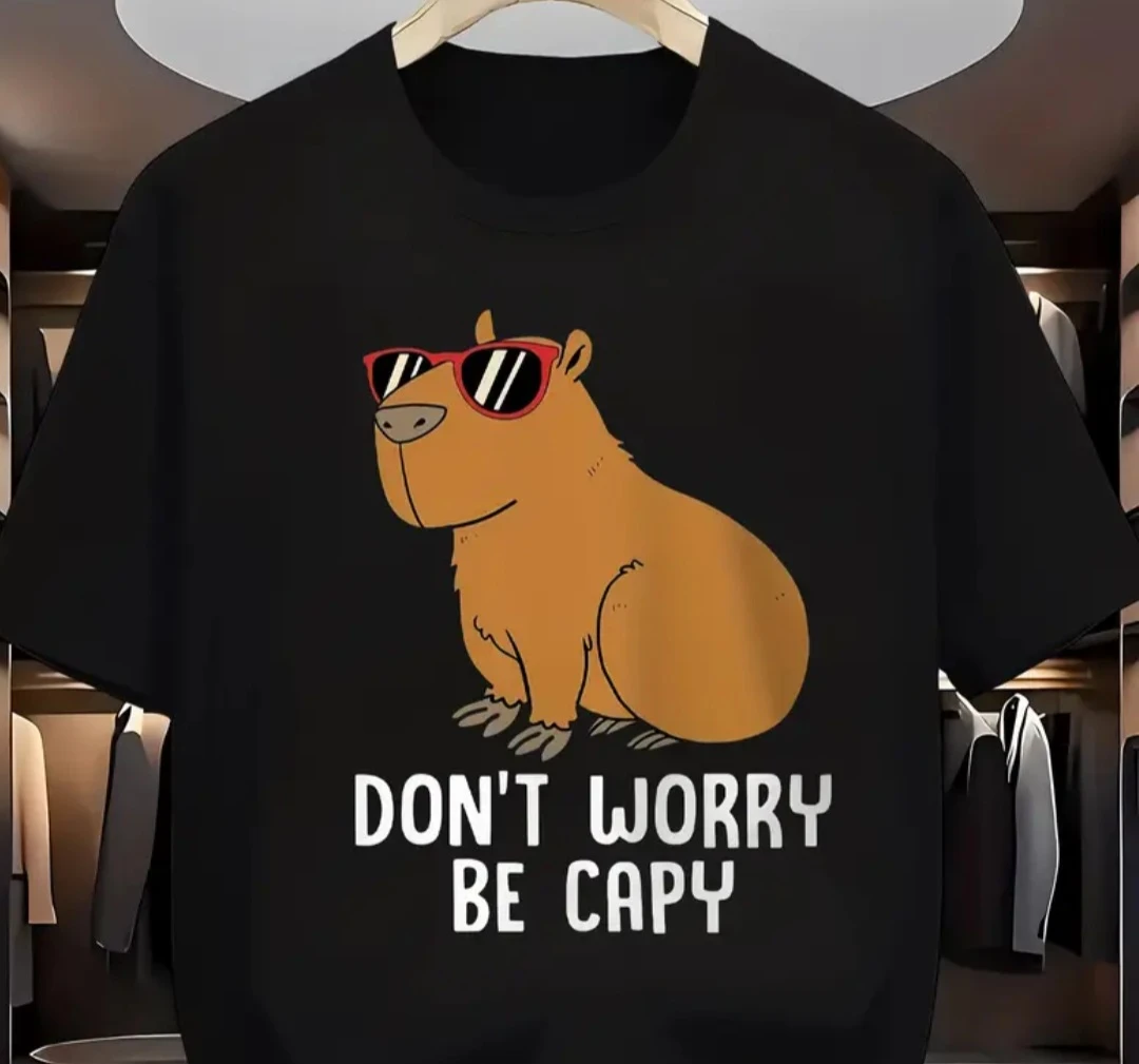 Black kidsT-Shirt with Capybara Graphic 🏆