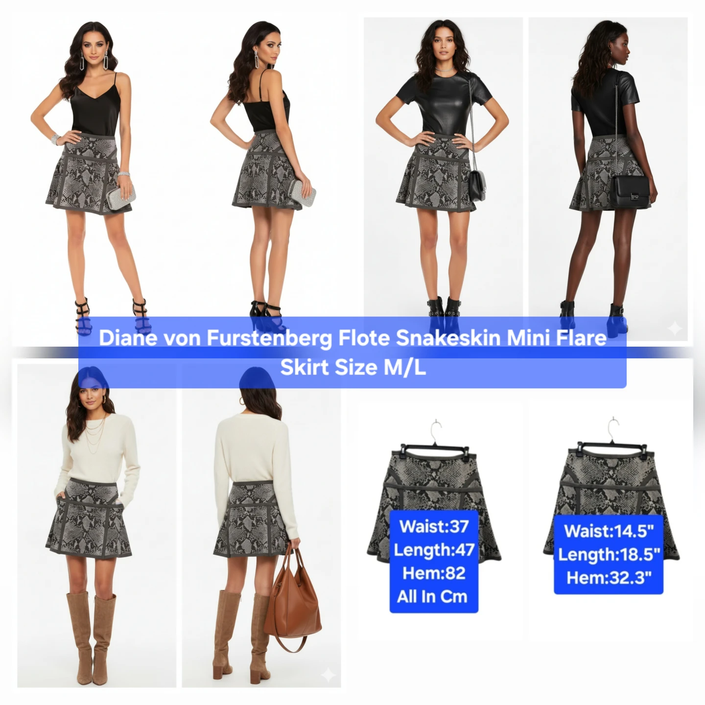 🏆Diane von Furstenberg Snakeskin Mini Flare M/L