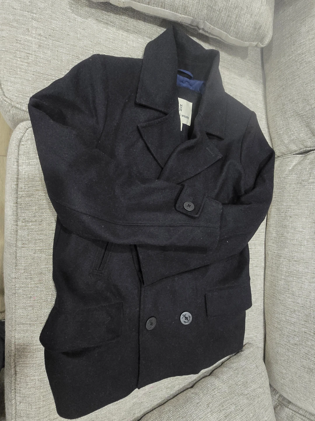 Mutual Weave Black Wool Blend Peacoat Jacket Size M - photo 4