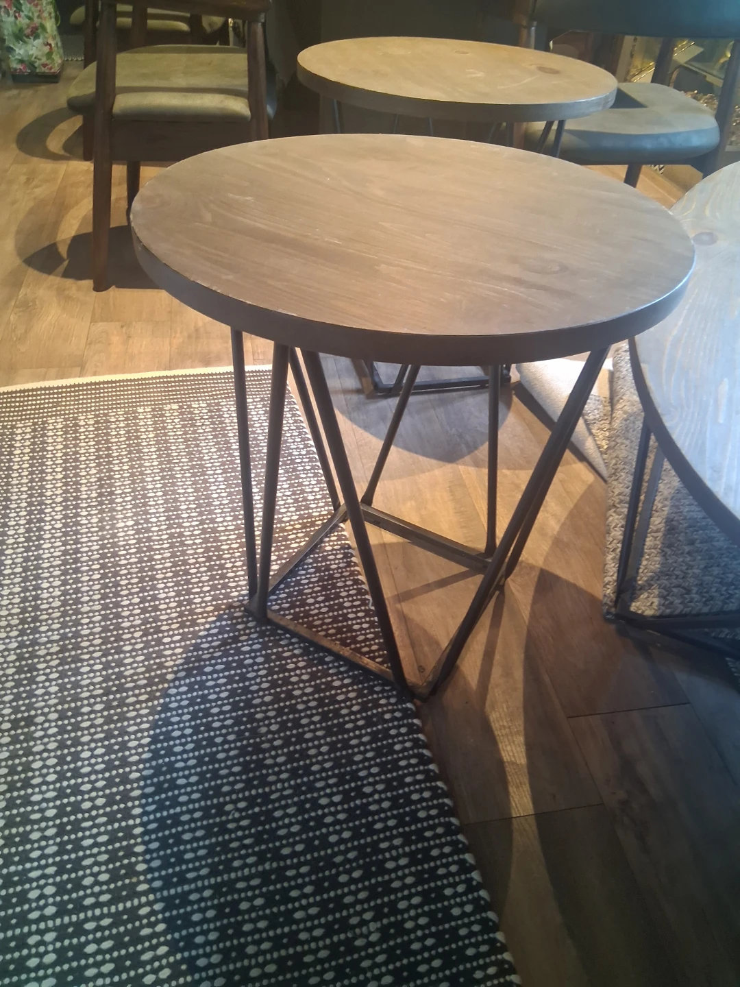 Round Wood Coffee Table Set - photo 5
