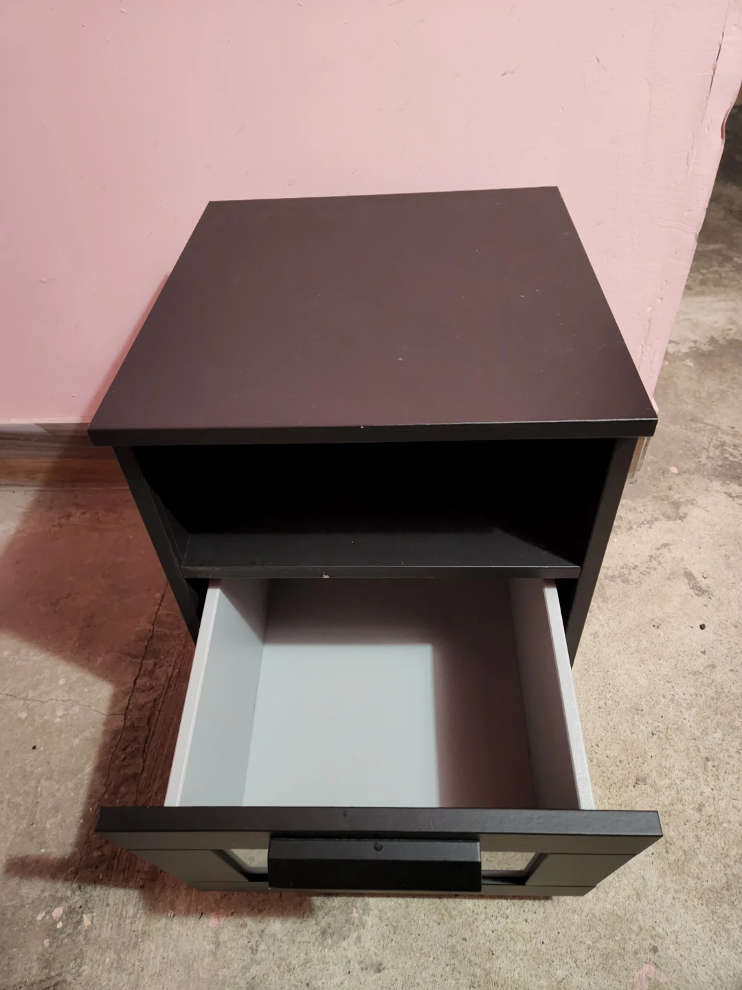 Dark Brown Nightstand with Drawer and Shelf - photo 3