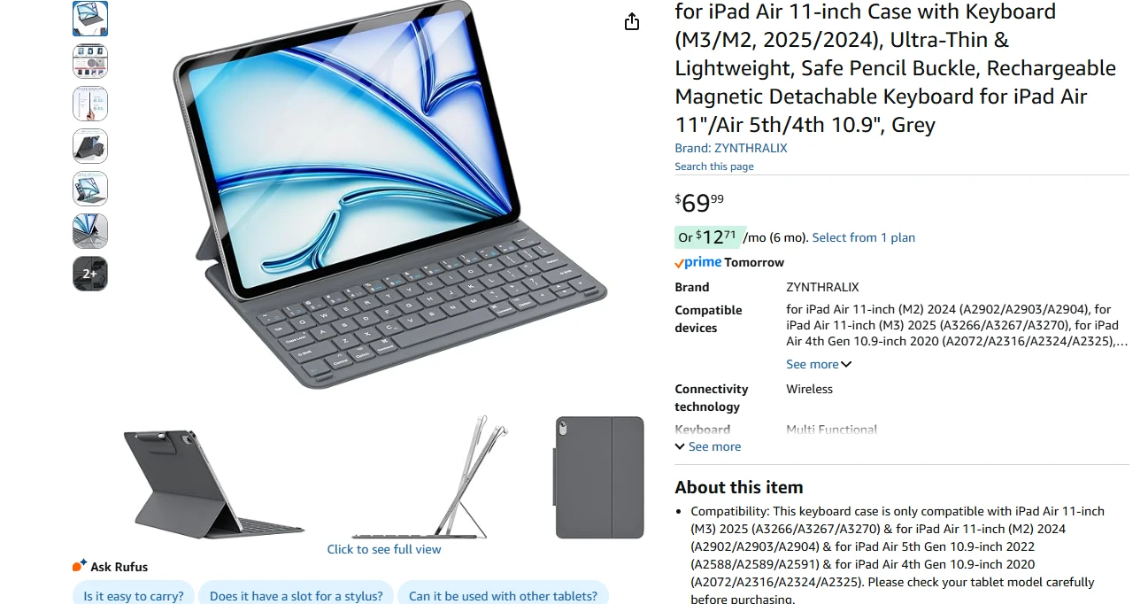 Magnetic Detachable Keyboard for iPad Air 11 BNIB - photo 2