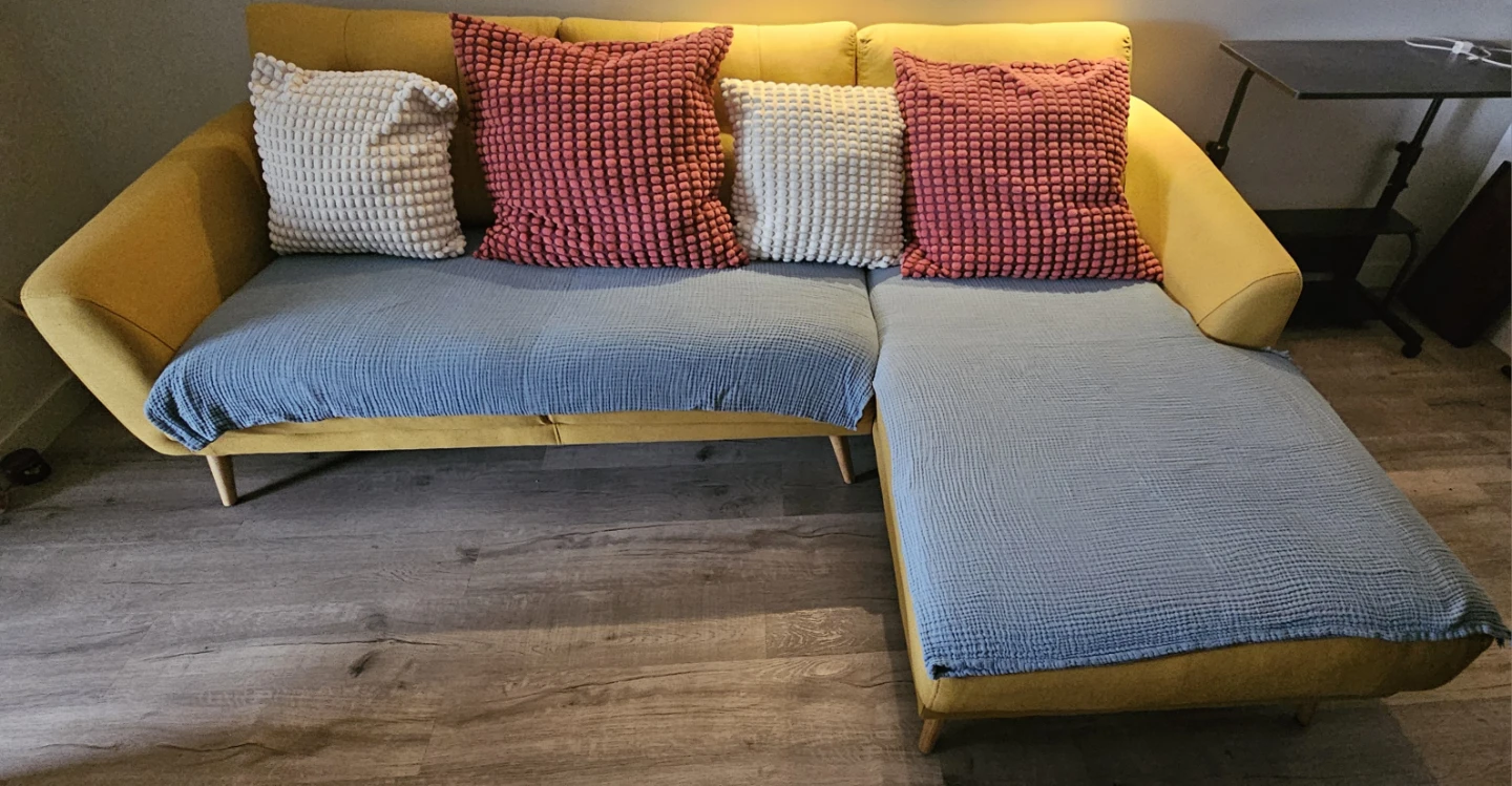 Yellow Sectional Sofa with Chaise