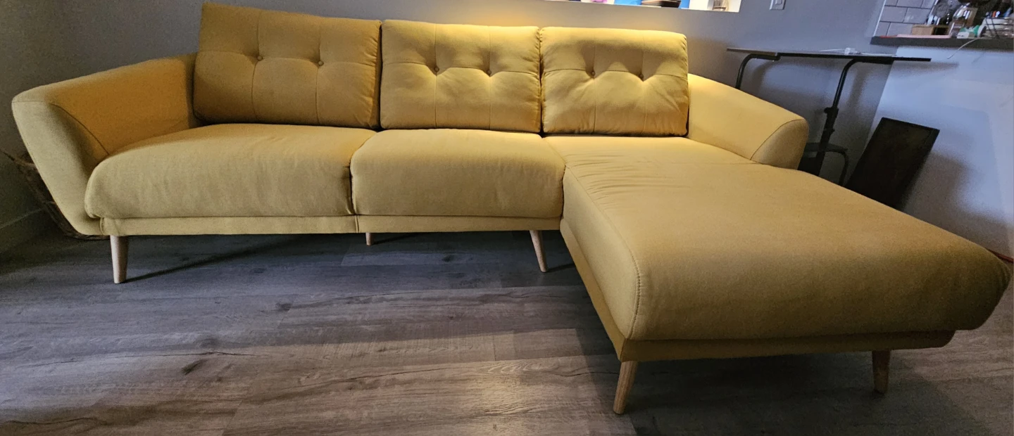 Yellow Sectional Sofa with Chaise - photo 2