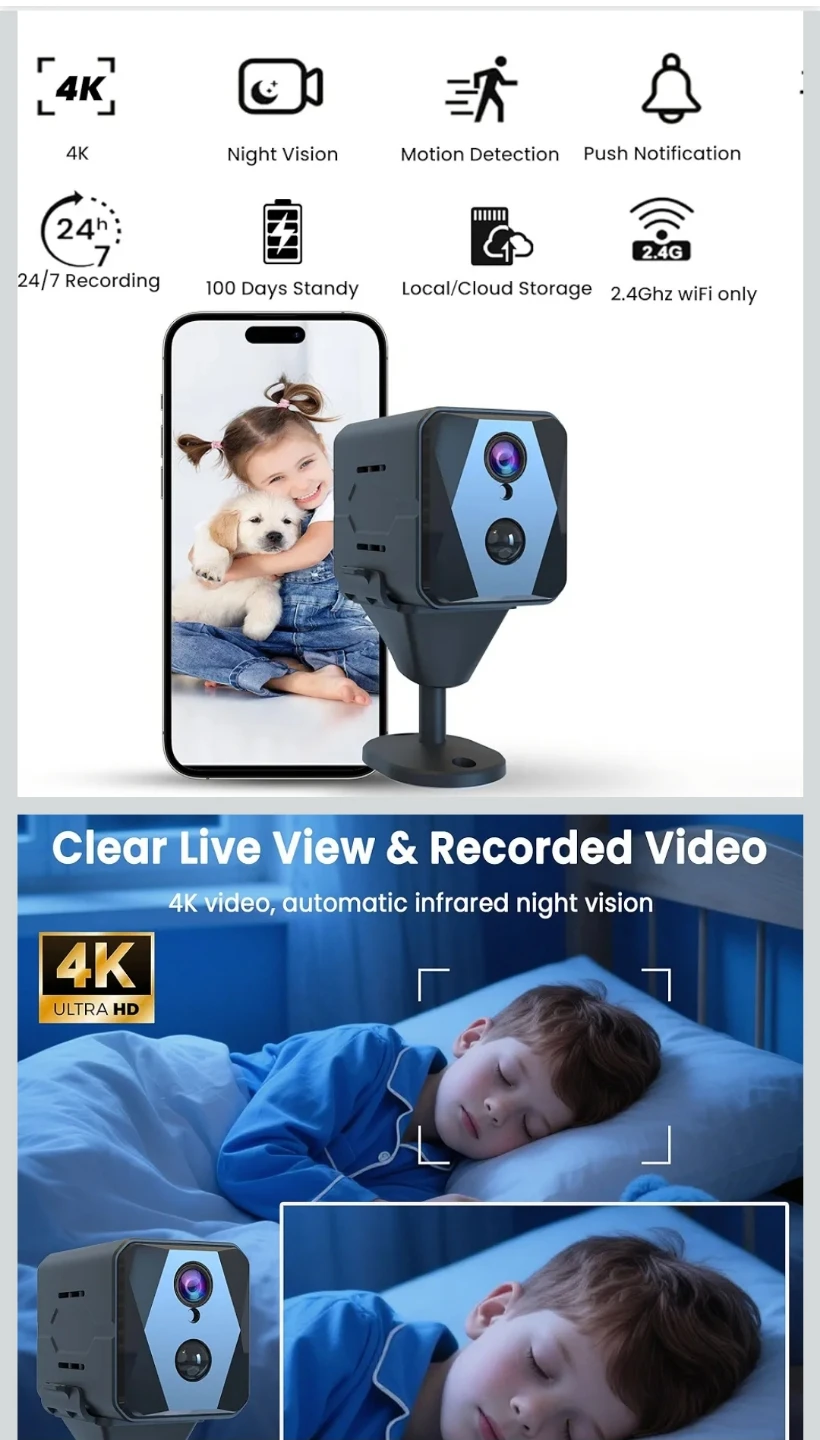 New Mini Security Camera - 4K Night Vision