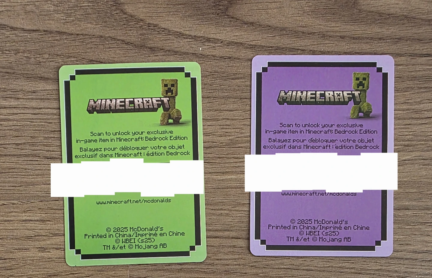 McDonald's Minecraft Free Skin Offer Cards - photo 4