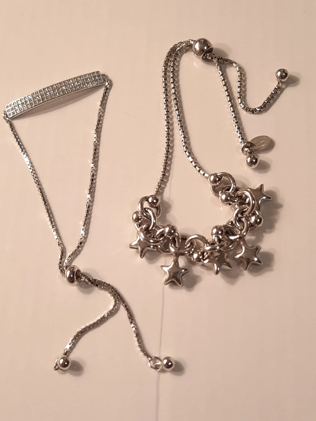 Sterling Silver Adjustable Bracelet with Stars and Crystals - photo 2