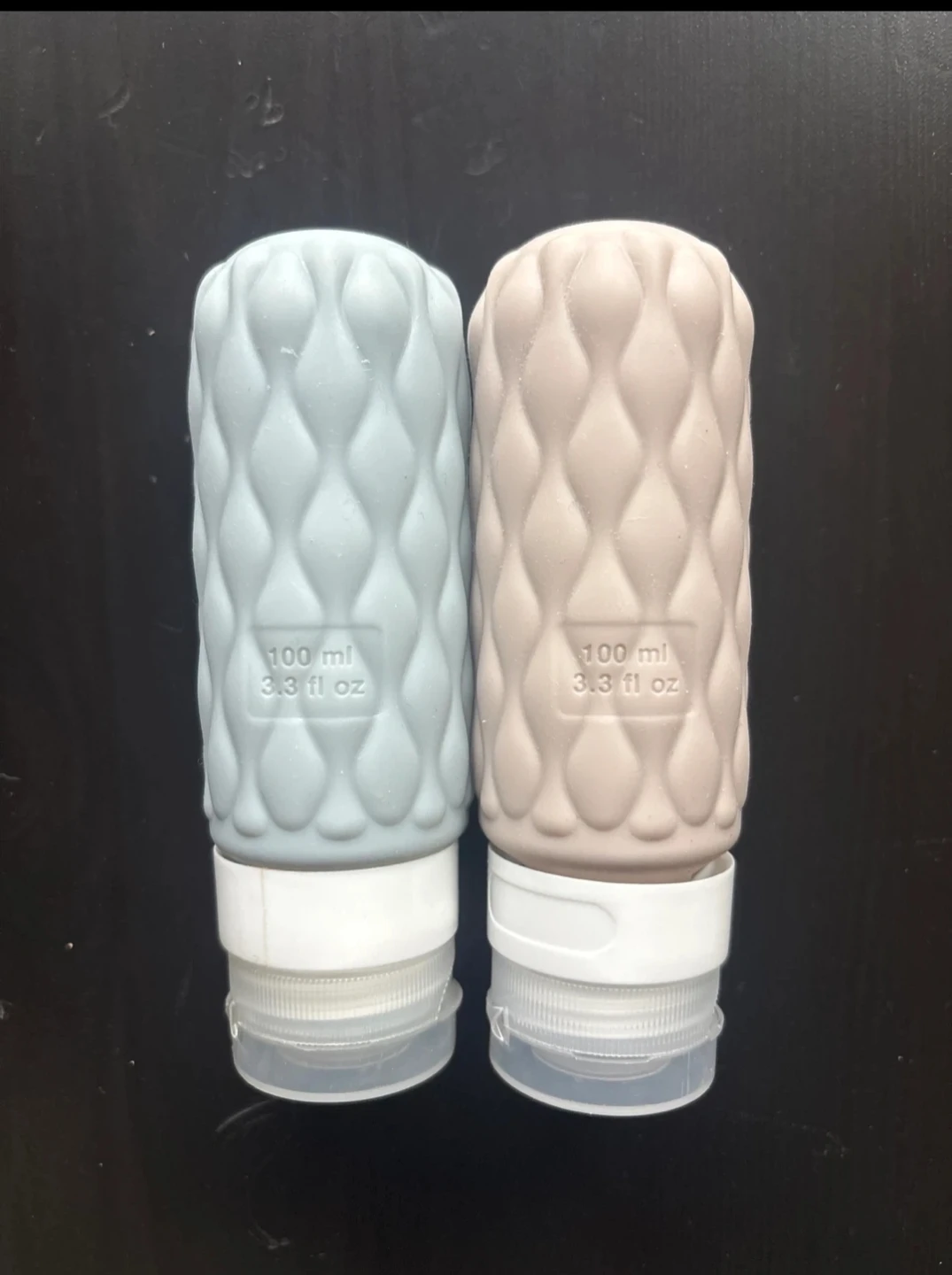 Set of 2 Travel Bottles - 100ml Blue & Beige