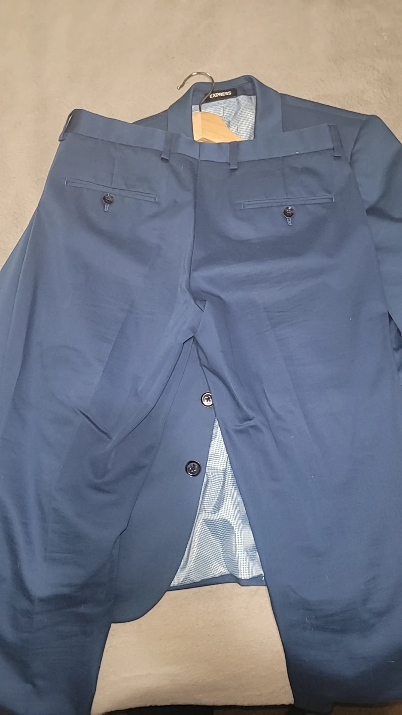 Express Extra Slim Blue Suit Jacket and Pants Set - photo 4