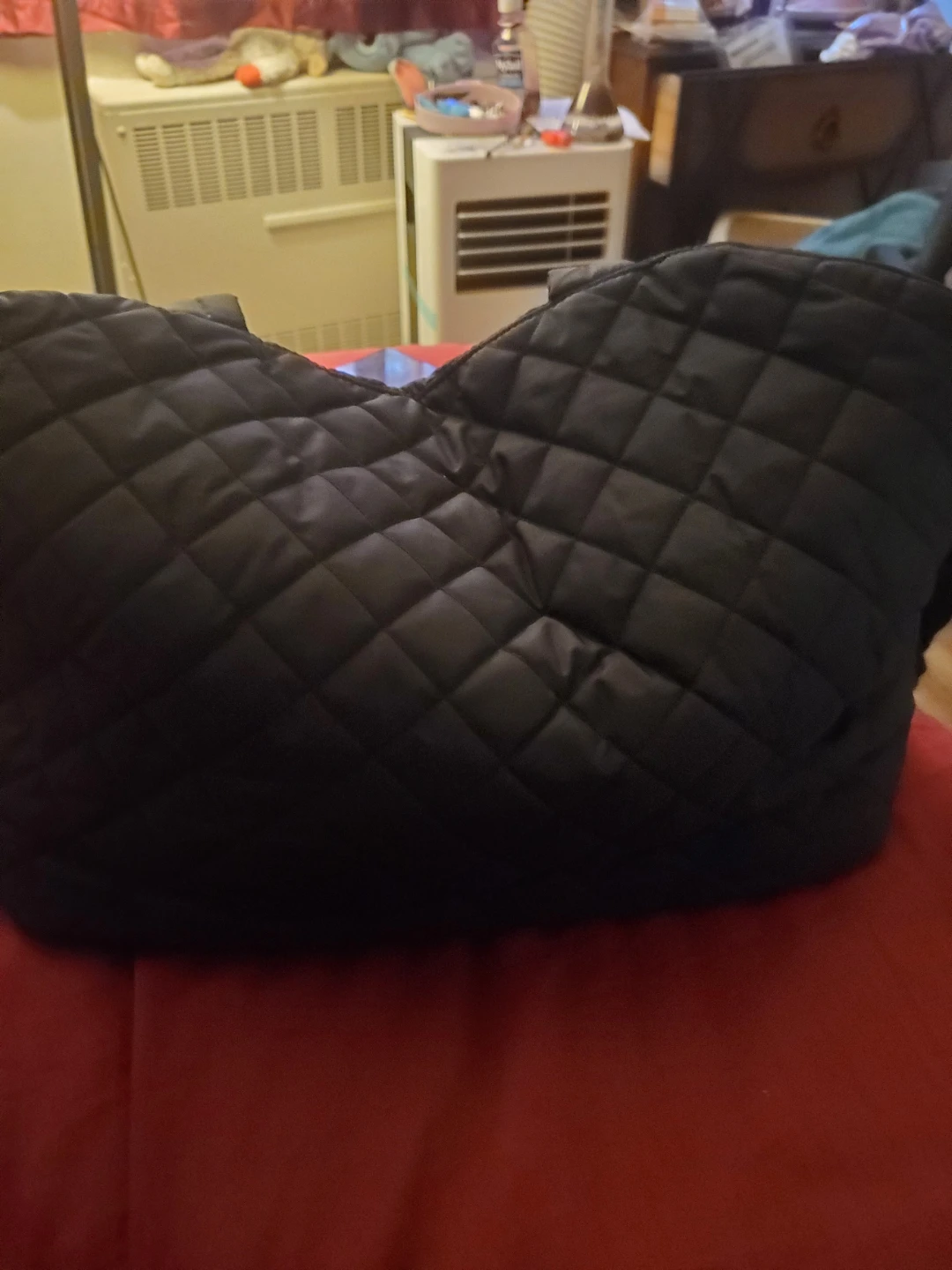 Black Quilted Duffel Bag with Mesh Panel - photo 3