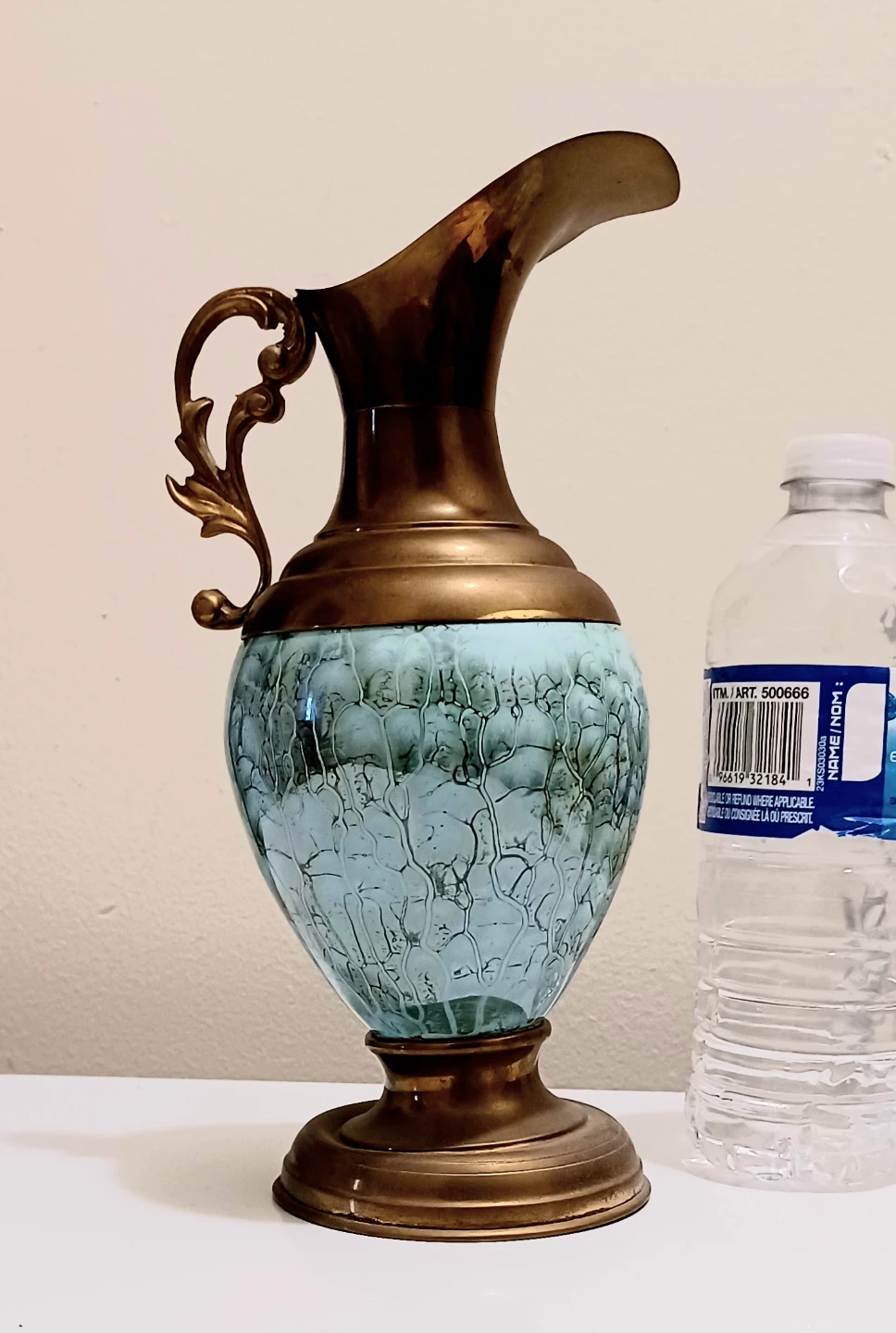 Vtg MCM Delft Brass Ewar Vase - photo 4